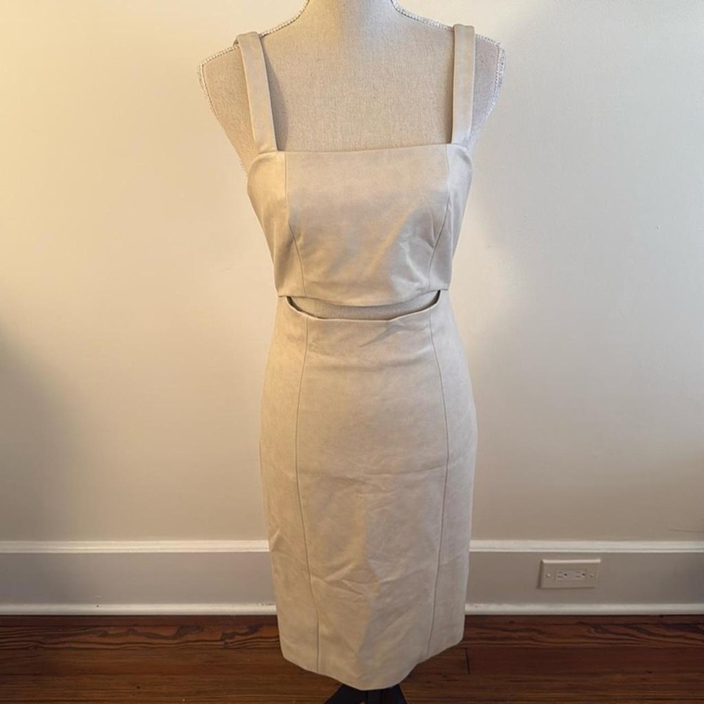 7 for all mankind Elegant Beige faux leather midi Dress